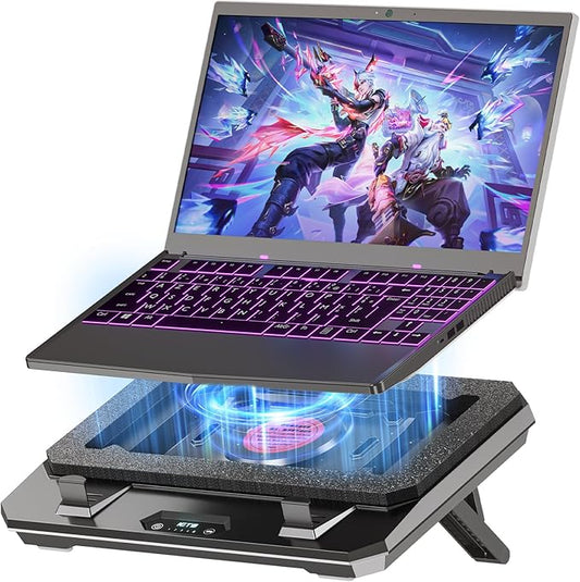GT300 Upgraded Laptop Cooling Pad with Adjustable Stand, Turbo Boosted Cooler for Rapid Cooling 10-17inch Gaming Laptop, Flexible Sealing Ring，Featuring Air Filtration Adjustable clamp