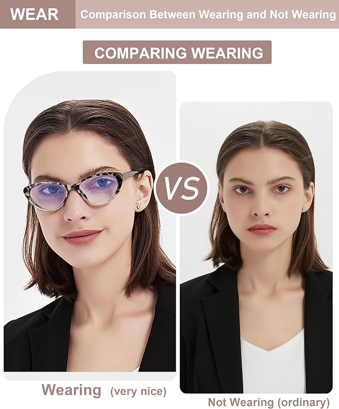 EYEURL Cat Eye Reading Glasses for Women -2 Pack of Blue Light Blocking Readers Spring Hinge Computer Eyeglass with Tortoise/Champagne Pattern Design Readers for women +2.00