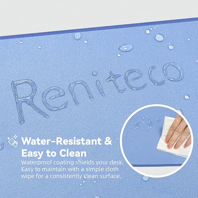 Waterproof Large Gaming Mouse Pad with Durable Stitched Edges, Non-Slip Rubber Base, Grainy Jacquard Mouse Mat Desk Pad for Home Office Gaming, 27.5"*11.8"*0.12", Blue