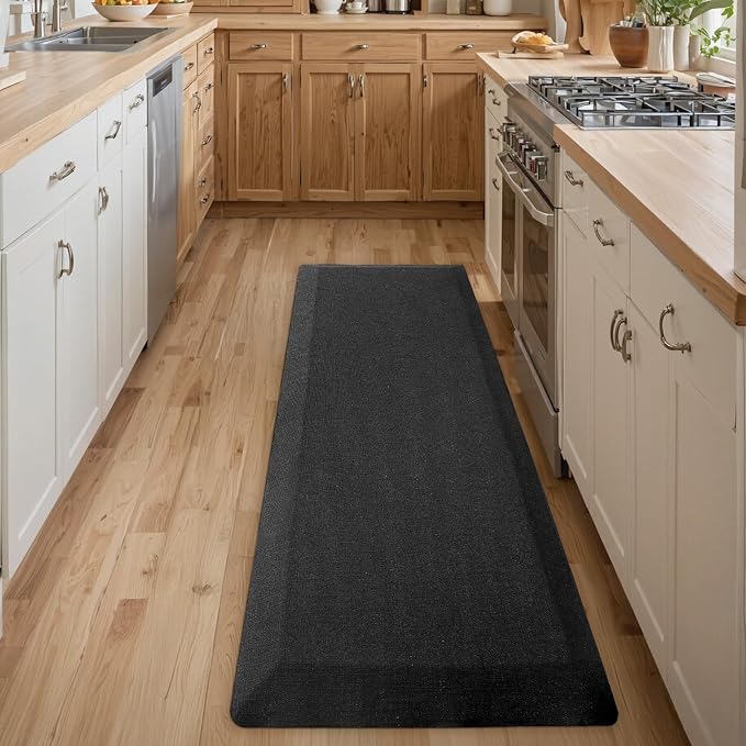 LUMI Anti Fatigue Cushioned Comfort Mats for Standing, 3/4 Thick Ergonomic Mats for Desk Office, Non-Slip, Ultra Soft, Memory Foam Rugs for Home, Kitchen, Laundry, 20"x48", Light Black