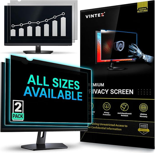 VINTEZ [2 Pack] 21.5 Inch 16:9 Privacy Screen for Computer Monitor and Laptop - Anti Glare Protector Film Blue Light Filter Eye Protection - Computer Screen Privacy Shield