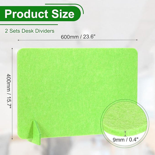 PATIKIL Desk Divider, 2 Set 24 x 16 Inch Acoustic Freestanding Desk Divider Desk Privacy Panel with 4 Pcs Support Feet for Library Office Workstation, Green