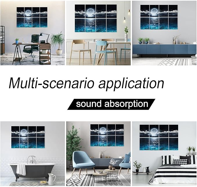 YPY Acoustic Panels, Soundproof Wall Panels: Sound Absorbing Wall Art, 8 Pack 48"x32" Decorative Sound Proofing Panels, Acoustical Treatment Better than Sound Proof Foam, Noise Cancelling Wall Panels