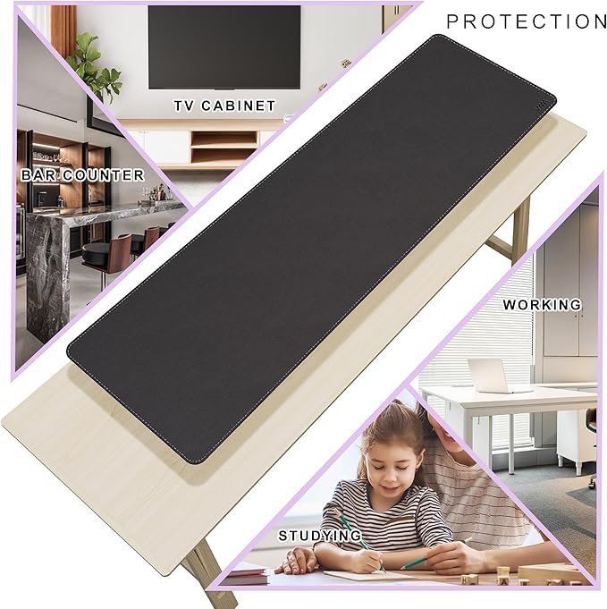 Vyaaa 74.8"x19.6" PU Leather & Cork Large Desk Mat (Black) - XXL Extended Mouse pad, Reversible Desk Protector, Non-Slip Computer Desk pad for Office, Gaming, Home