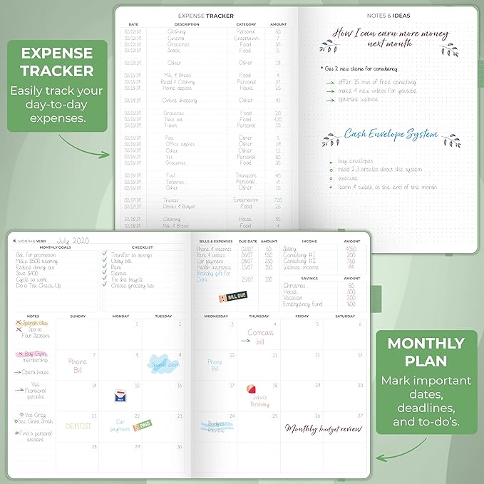 Clever Fox Budget Planner Large – Expense Tracker Notebook. Monthly Budgeting & Bill Organizer, Finance Logbook & Accounts Book, A4 (Mint Green)