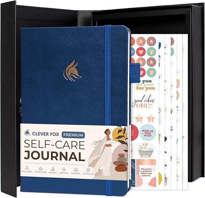 Clever Fox Self-Care Journal Premium – Daily Gratitude & Mental Health Notebook for Women – Reflection & Personal Development Journal (Mystic Blue)