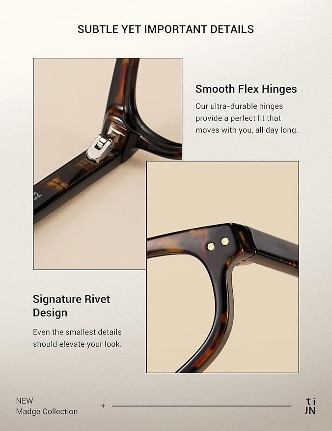 TIJN Olisa Blue Light Blocking Glasses for Women Men,Oval Glasses Frame Bluelight Glasses for Gaming/Computer/Screen