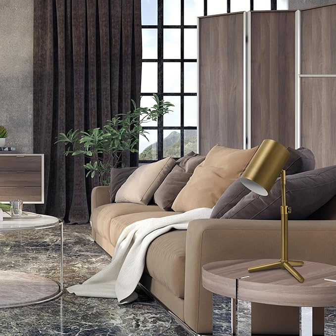 Globe Electric 52097 Pratt 18" Desk Lamp, Matte Brass Finish, Adjustable Height, in-Line Rocker On/Off Switch