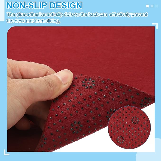 PATIKIL 31.5" x 15.7" Large Felt Desk Pad Protector, Upgrade Non-Slip Desk Mat Full Table Mouse Pad Keyboard Mats for Laptop Computer Writing Desk Table Gaming Home, Wine Red
