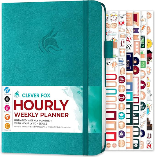 Clever Fox Planner Schedule – Undated Weekly & Monthly Life Planner with Time Slots, Appointment Book & Daily Organizer, A5 (Turquoise)