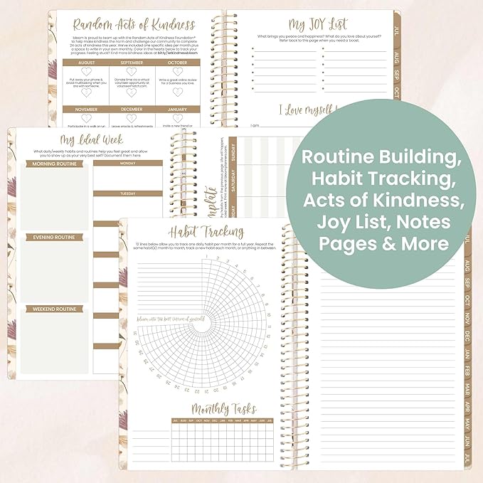 bloom daily planners 2025-2026 Academic Year Daily Planner (July 2025 - July 2026) - Weekly & Monthly Calendar Agenda Organizer Book with Stickers & Bookmark - 5.5" x 8.25" - Butterfly Garden