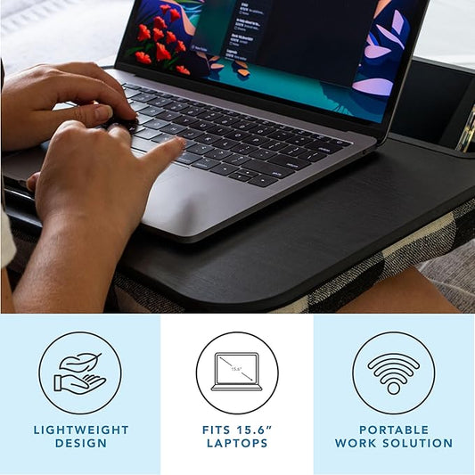 LAPGEAR Designer Lap Desk with Phone Holder and Device Ledge - Buffalo Check - Fits up to 15.6 Inch Laptops - Style No. 45428