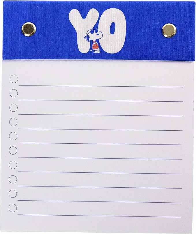 Graphique YO Snoopy Post-Bound Jotter Pad, Peanuts To-Do Notepad, Perforated Sheets, Hardcover Binding, 150 Pages, 5” x 6”