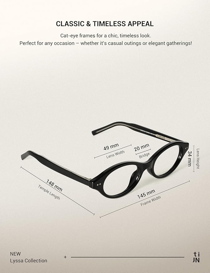 TIJN Olisa Blue Light Blocking Glasses for Women Men,Oval Glasses Frame Bluelight Glasses for Gaming/Computer/Screen