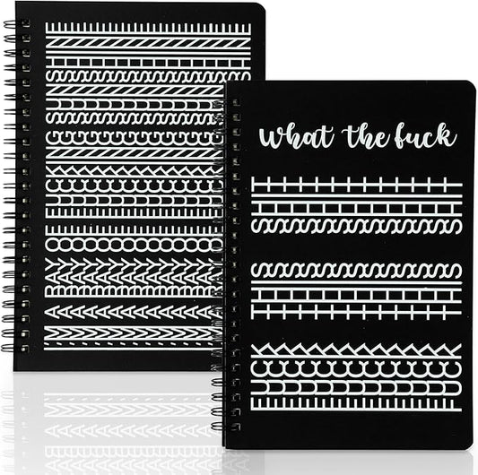 GioXtra Funny Office Notebook - 2Pcs Hidden Message A5 Spiral Notebook Humorous Quote Black Hardcover Diary Notepad Office Coworker White Elephant Gift College Student Reward Gag Gifts Birthday Favors