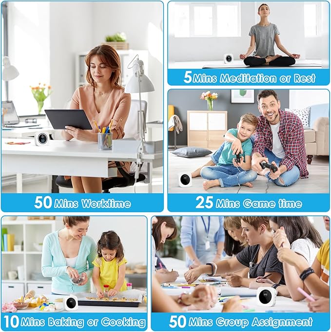 99-Minute Visual Timer with Pomodoro Timer Productivity Focus Timer Countdown Stopwatch Desk ADHD for Study, Work, Student, Procrastination, Loud Alarm/Mute/Vibration, 2 Brightness Levels