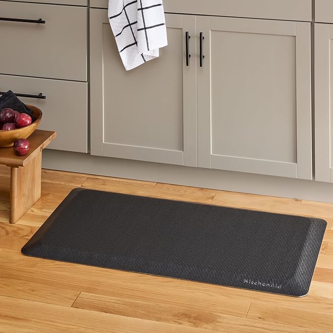 KITCHENAID Gourmet Series Kitchen Comfort Gel Mat, Woven Texture, Matte Black, 20"x39"