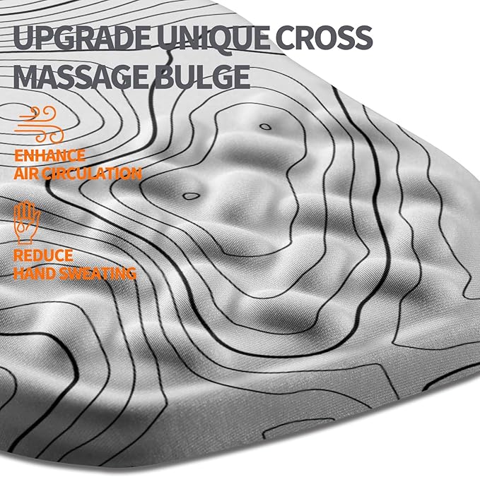 Ergonomic Slope Mouse Pad Wrist Support, Wrist Rest Mousepad for Carpal Tunnel Pain Relief with Massage Bulge and Slow Rebound Memory Foam (12x8 inch, White Contour Lines)