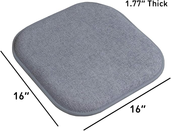 Sweet Home Collection Chair Cushion Memory Foam Pads Honeycomb Pattern Slip Non Skid Rubber Back Rounded Square 16" x 16" Seat Cover, 2 Pack, Alexis Blue/Gray