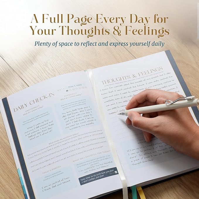 90-Day Guided Mental Health Journal for Anxiety, Mindfulness & Emotional Wellness – Eco-Friendly Cover Made from Recycled Ocean Plastic – Daily Prompts for Self-Care, Self-Reflection, Calm, Stress Relief & Inner Strength