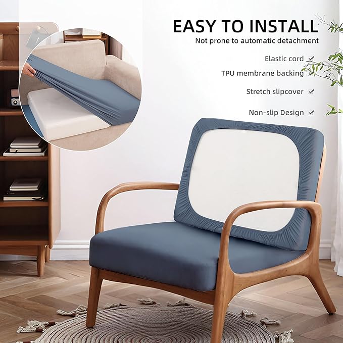 8Pcs Outdoor Cushions Covers Waterproof, Patio Cushion Covers, Stretch Cushion Covers Replacement,Cushion Slipcovers, Furniture Cushion Covers (Grey Blue, 8PCS)