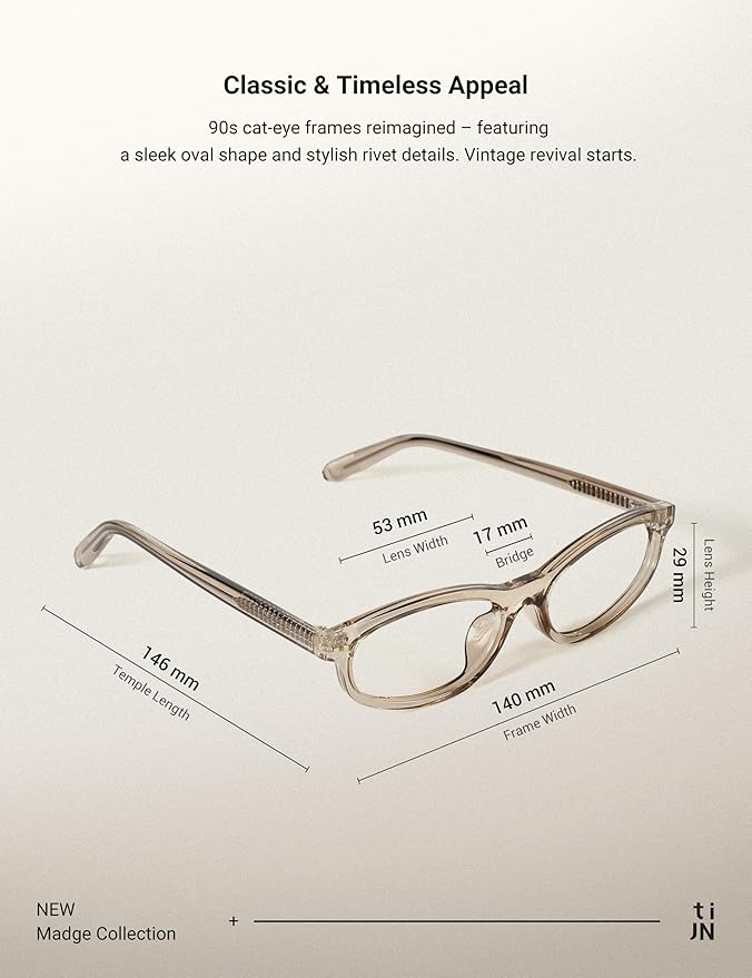 TIJN Olisa Blue Light Blocking Glasses for Women Men,Oval Glasses Frame Bluelight Glasses for Gaming/Computer/Screen