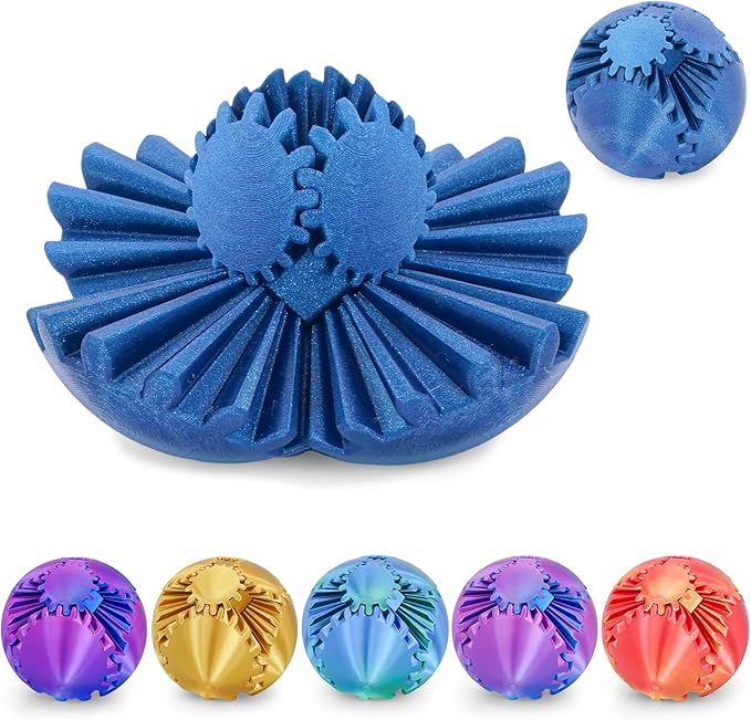Gear Ball 3D Printed Cube Fidget Toy,Gear Sphere Fidget Toys,Sensory Toys for Stress and Anxiety Relief, Desk Toy Fidget Spinners,Stocking Stuffers for Adults & Kids Gift (Galactic Blue, 3.1 Inch)