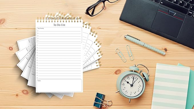 Better Office Products To Do List Mini Notepads, 5.5" x 8.5", Planning Note Pads, 50 Sheets Per Pad, Double Wire Spiral, Daily Agenda Productivity Checklist Organizer (6 Pack)