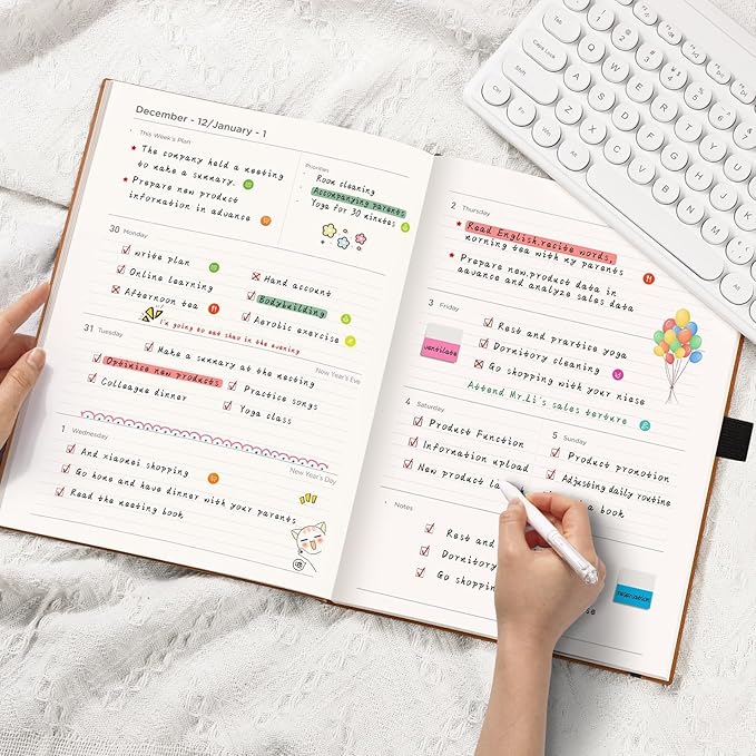 AHGXG 2026 Planner, Weekly and Monthly Planner 2026-2027, Large A4 8.5"x11", Calendar 15-Months Jan 2026 - Mar 2027, Vegan Leather SoftCover, Inner Pocket, Black