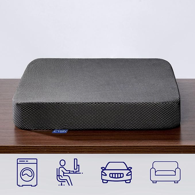 CYLEN Ifoam Gel Infused Memory Foam Layer Wheelchair Cushion - Seat Cushion for Wheelchair-Office Chair, Kitchen Chair, Car Seats-Pressure Sore and Tailbone Pain Relief-High Dense Polyfoam Base(Black)