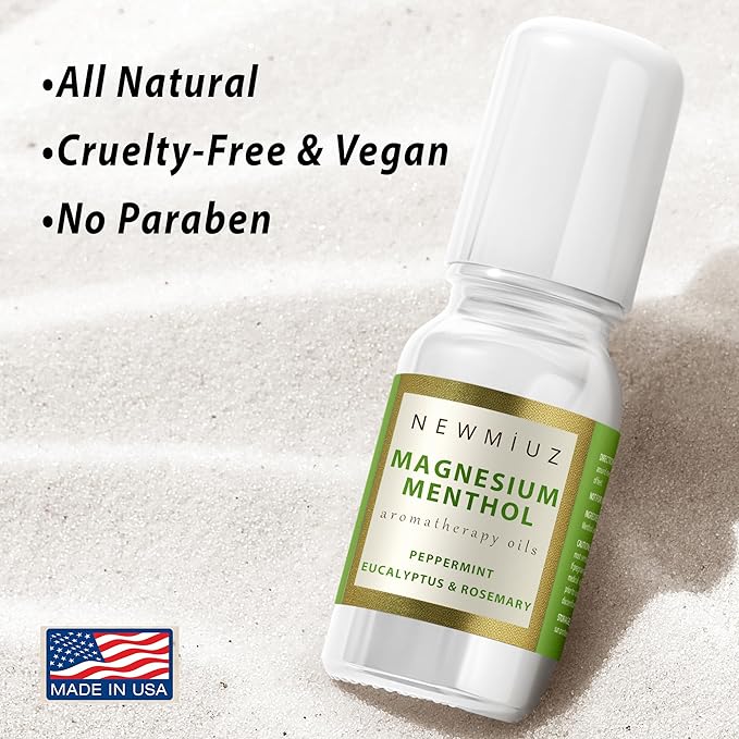 Magnesium Menthol Migraine Roll on Stick - Natural Fast Acting & Cooling Relief Peppermint Eucalyptus Aromatherapy Essential Oils for Headaches Sinus - Perfect Selfcare Gift Stocking Stuffers