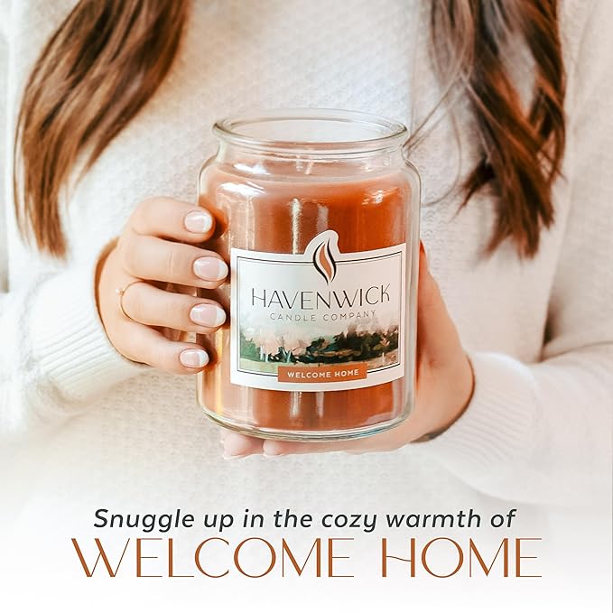 Havenwick Welcome Home Soy Blend 22-oz Large Jar Candle, Long Lasting 110-130 Hour Burn Time with Single Cotton Wick, Relaxing Scented Candles for New Home Gift & Housewarming Parties