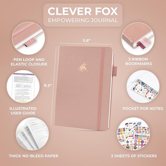 Clever Fox Empowering Journal for Teen Girls – Guided Self-Love Diary with Prompts – Gratitude & Manifestation Notebook, Teenage Gifts (Rose Gold)
