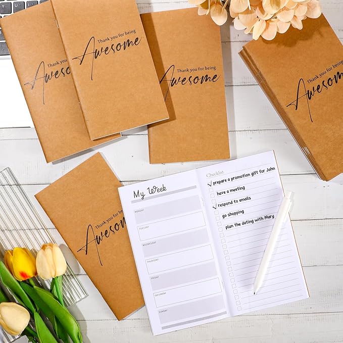 Qilery 30 Pcs Bulk Pocket Planners 2025 Habit Tracker Notebooks Gifts for Students Teachers Employee Coworkers to Do List Weekly Goals Notepads with Inspirational Quotes(Thanks)