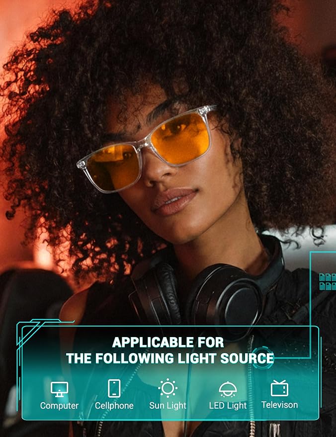 TIJN Sleep Glasses for 99.9% Blue Green Light Blocking for Women Men Dual AR Coating Red Lens for Computer Gaming, TR90