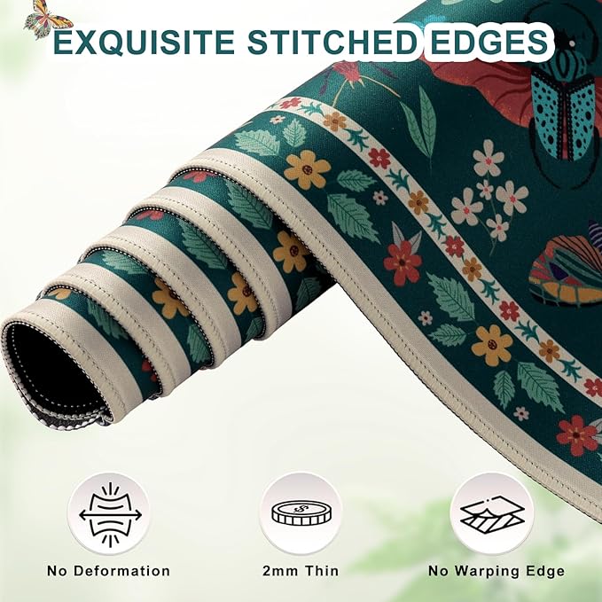 iCasso Desk Mat, Desk Matt for Desktop, Cute Desk Pad Mat, XXL Large Mouse Pad for Desk, Anti-Slip Big Mousepad with Stitched Edges, Keyboard Pad Mouse Mat for Computer(Green)