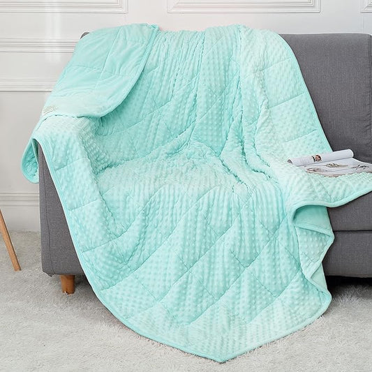 Alomidds Weighted Blanket (48"x72",20lbs Twin Size - Teal), Heavy Blankets for Adults, Cooling Breathable Soft and Comfort Minky, Gravity Blanket Microfiber Material with Glass Beads