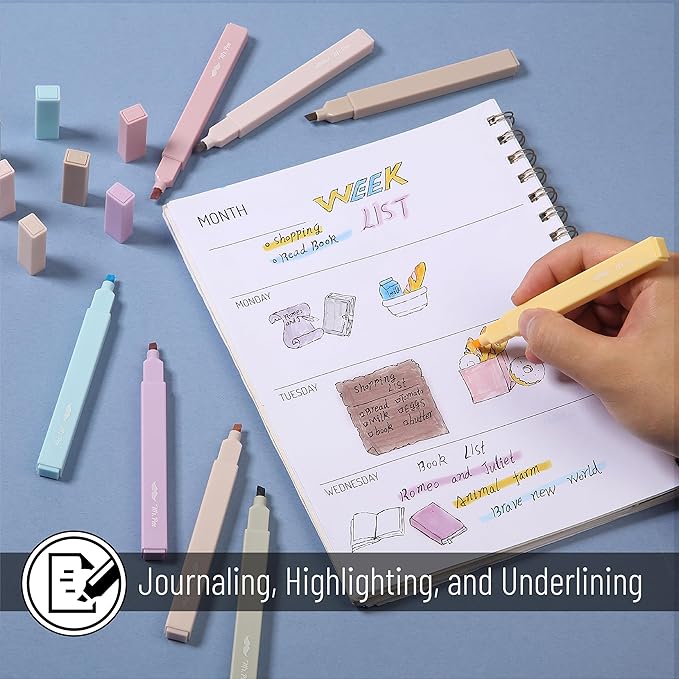 Mr. Pen- Aesthetic Highlighters, 8 pcs, Chisel Tip, Neutral Colors, Cute Highlighters Assorted Colors