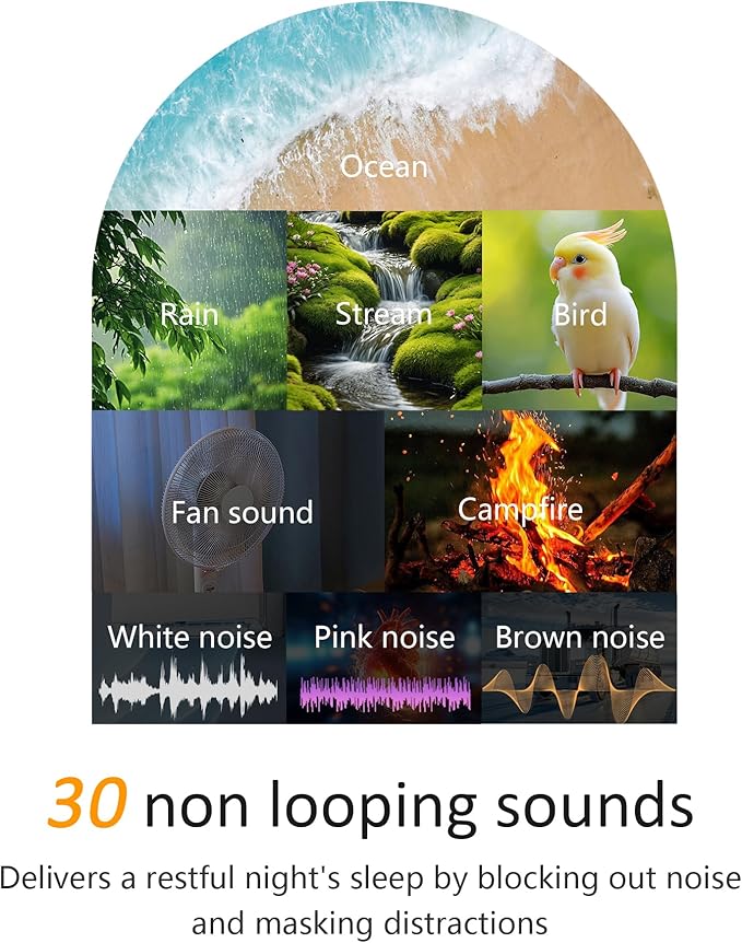 Sunrise Alarm Clock: with Noise Machine, Digital Alarm Clock for Bedrooms, Nature Sounds for Gentle Wake Up, 30 Sleep Sounds, Adjustable Brightness & Volume, Timer - Wood Grain