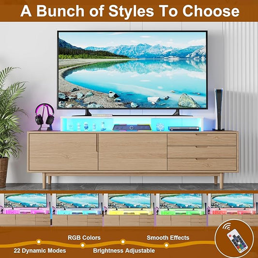 TV Riser Stand with LED Lights, 42.5" Super Large Monitor Stand Riser, Tabletop TV Stand Riser for Desk, Desk Shelf for Top of Desk, Desktop Organizer for Computer, TV, Laptop, Printer