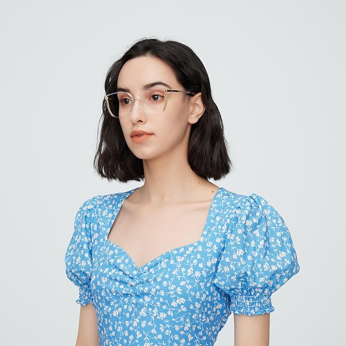 GUDVUE Oversized Blue Light Glasses, Computer Reading/Gaming/Phones Glasses, Anti Glare/UV400/Eye Strain, Large Square Frame