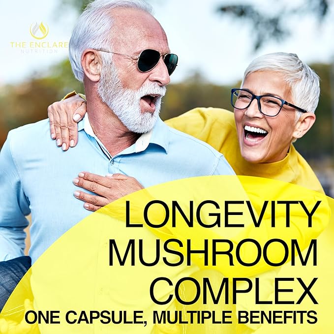 THE ENCLARE NUTRITION Mushroom Supplement for Immune Support, Energy, Nootropic Brain, Immunity Booster with Lions Mane, Reishi, Turkey Tail, Cordyceps, Chaga, Maitake, Shiitake, Agaricus (6)