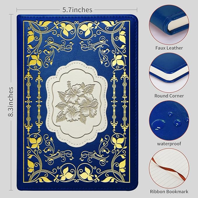 Hibiscus Gift Hibiscus Writing Journal Notebook Hibiscus Flower Gift Hawaiian Flowers A5 Travel Notebook Flower Fan Gift (hibiscus-Dark blue)