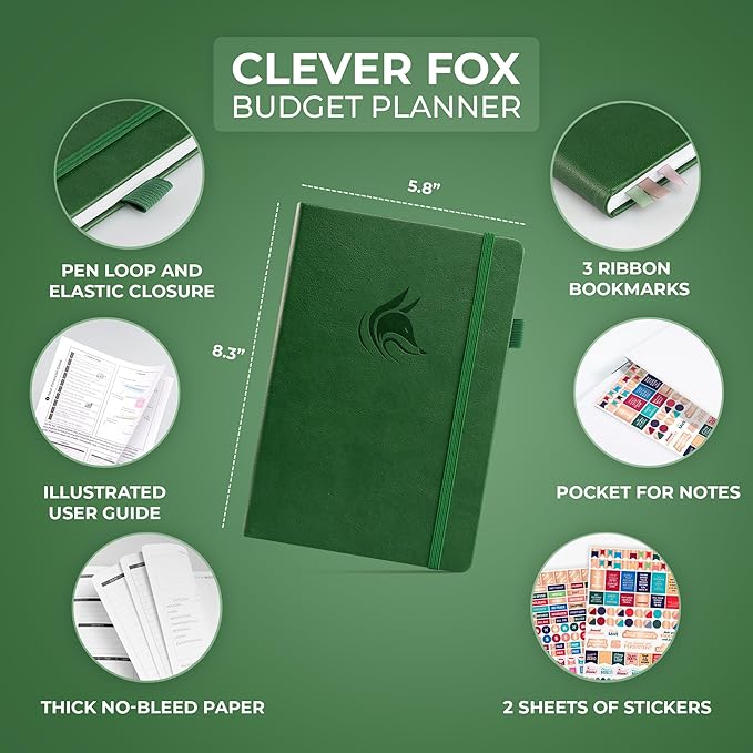 Clever Fox Budget Planner - Expense Tracker Notebook. Monthly Budgeting Organizer, Finance Logbook & Accounts Book, Bill Tracker, A5 (Dark Green)