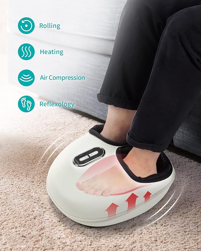 Nekteck Shiatsu Foot Massager Machine with Soothing Heat, FSA Eligible Air Compression Deep Kneading Therapy, HSA Massage Tools Improve Blood Circulation Foot Wellness, Relax for Home or Office Use