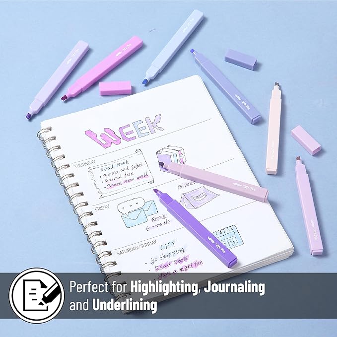 Mr. Pen- Aesthetic Highlighters, 8 Pack, Chisel Tip, Shades of Purple, Cute Highlighters Assorted Colors, Highlighter Set