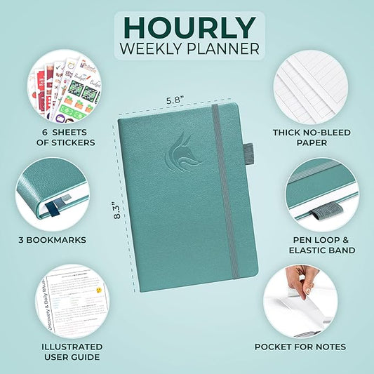 Clever Fox Planner Schedule – Undated Weekly & Monthly Life Planner with Time Slots, Appointment Book & Daily Organizer, A5 (Aquamarine)