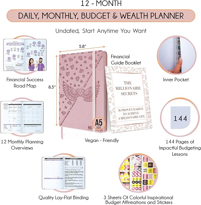 Budget Planner and Monthly Bill Organizer - Finance Planner, 12-Month Journey to Financial Freedom | Bill Payment Tracker Monthly Organizer, Money Saving & Expense Tracker | Undated Budgeting Journal