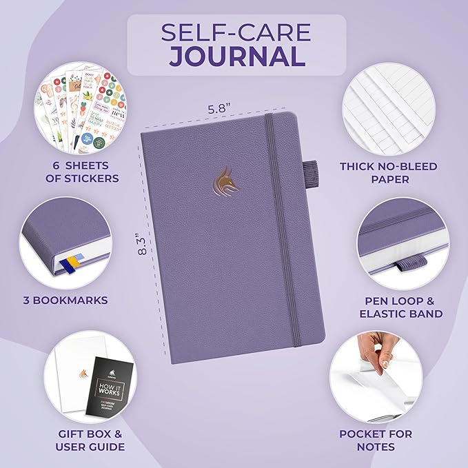 Clever Fox Self-Care Journal Premium – Daily Gratitude & Mental Health Notebook for Women – Reflection & Personal Development Journal (Lavender)