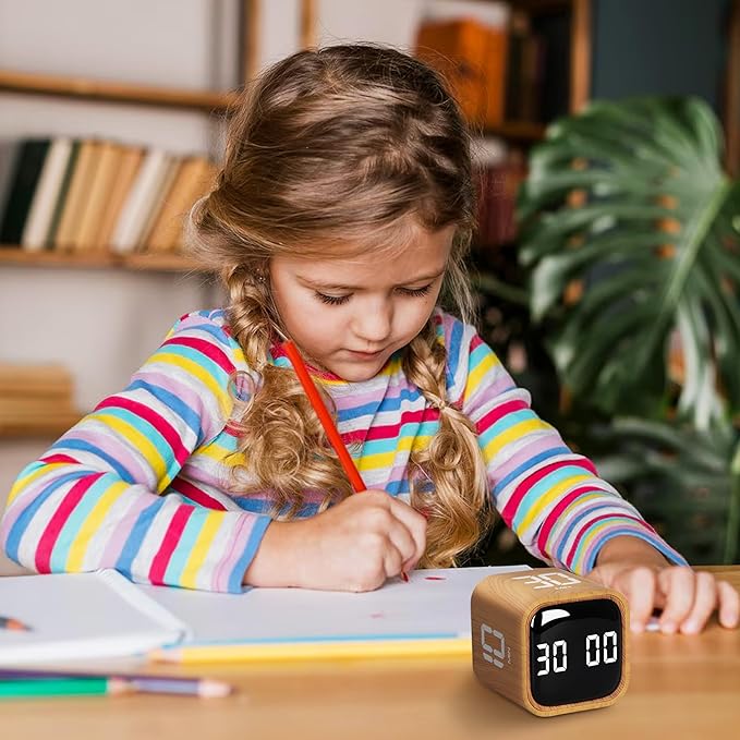 VEWINGL Cube Productivity Timer, 5/10/30/60 Min Presets + Custom Countdown, Silent/Vibrate/Sound Alarm, Pause & Resume, Desk Timer for Work, Study, Tasks, Kitchen